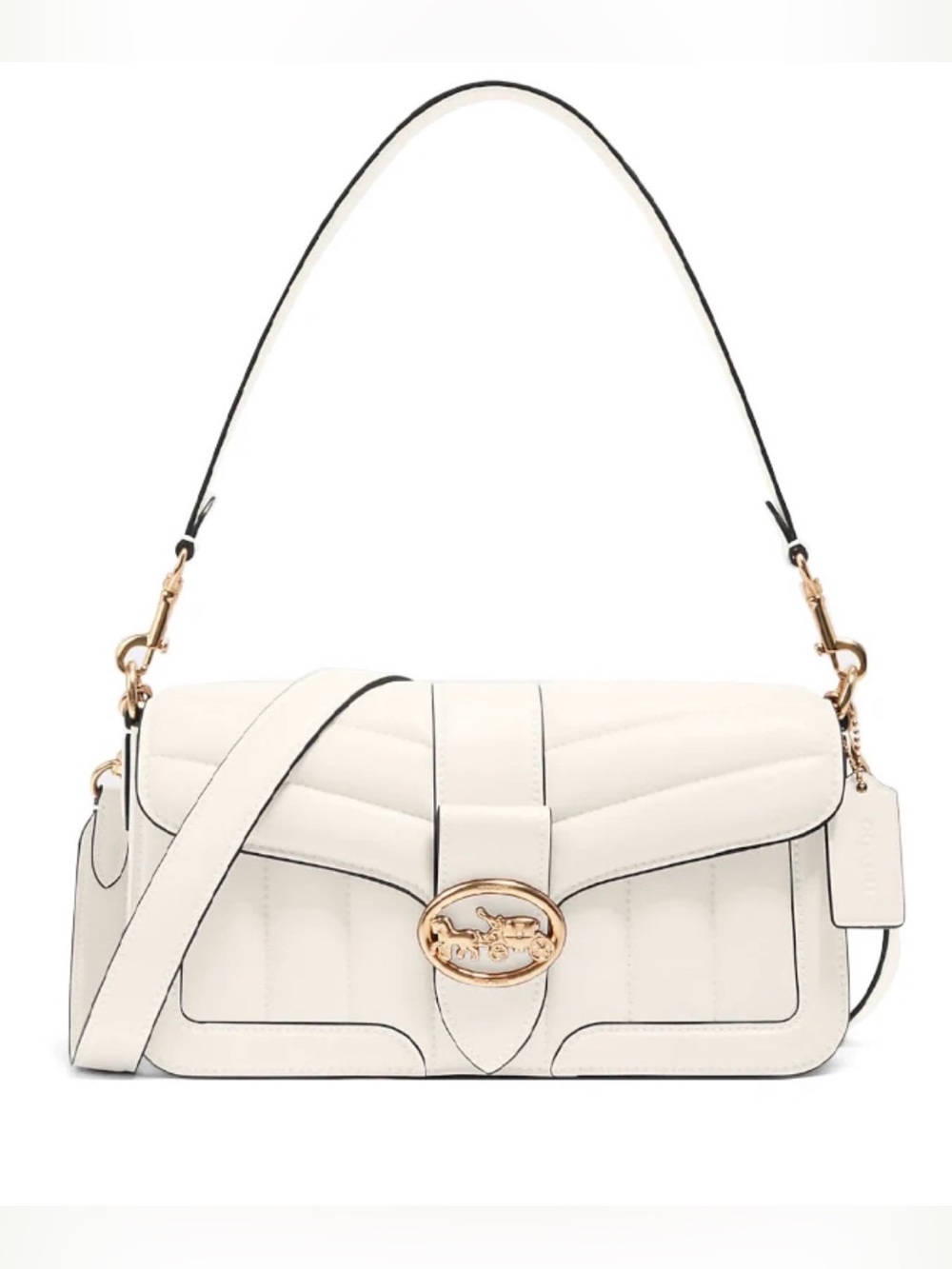 Coach Cream Quilted Shoulder Bag with Gold Hardware